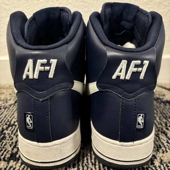 Nike Air Force Blue and White Leather High Top Sneakers Size 8 - Picture 4 of 7